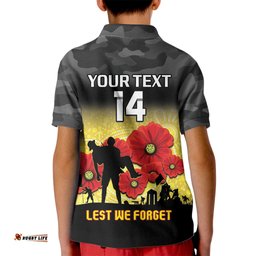Custom Richmond Football ANZAC Kid Polo Shirt Gallipoli Camouflage With Poppies