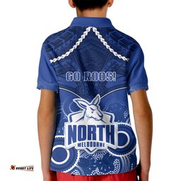 North Melbourne Football Kid Polo Shirt Kangaroos Aboriginal Mix Polynesian Pattern