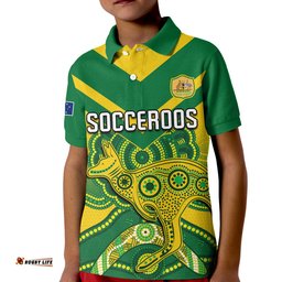 Australia Soccer Polo Shirt KID Champions Aboriginal Kangaroos World Cup Football Socceroos