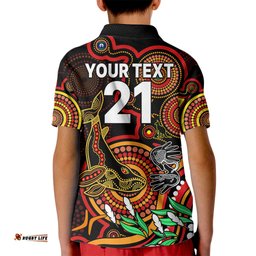 Custom Dolphins Rugby Aboriginal Art Kid Polo Shirt NAIDOC Indigenous Tribal