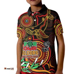 Custom Dolphins Rugby Aboriginal Art Kid Polo Shirt NAIDOC Indigenous Tribal