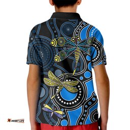 Aboriginal Dragonfly Kid Polo Shirt Blue Style