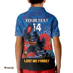 Custom Crows Football ANZAC Kid Polo Shirt Gallipoli Camouflage With Poppies