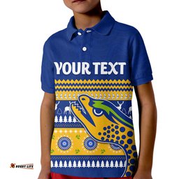Custom Personalised Eels Indigenous Polo Shirt KID Parramatta Christmas