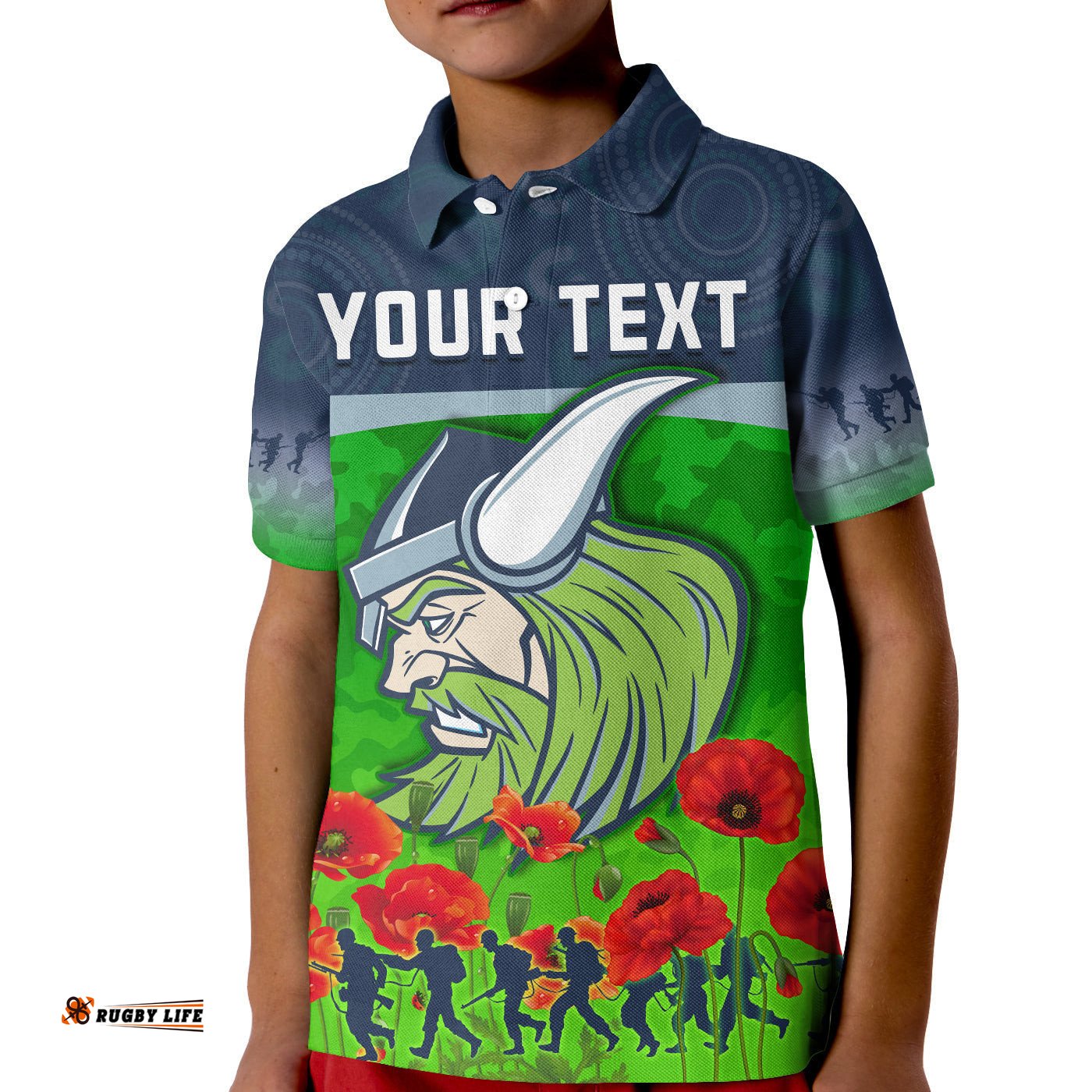 Custom Personalised Raiders AnzacPolo Shirt KID The Milk Lest We Forget