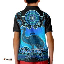 Personalised Australia Aquarius Emu Zodiac Kid Polo Shirt Auz Astrology Aboriginal - Aqua
