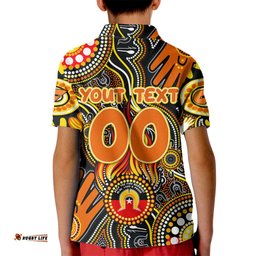 Personalised NAIDOC Week 2024 GWS Giants Kid Polo Shirt Australian Aboriginal Hand Painting
