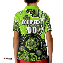 Custom Text And Number Thunders BBL Kid Polo Shirt Aboriginal Patterns