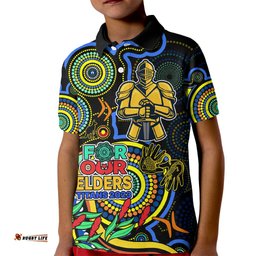 Custom Titans Rugby Aboriginal Art Kid Polo Shirt NAIDOC Indigenous Tribal