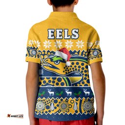 Parramatta Eels Christmas Polo Shirt KID Parra Aboriginal Art Merry Xmas