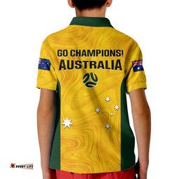 Australia Soccer Kid Polo Shirt Gold Matildas World CupGo Champions
