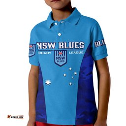 Personalised NSW Rugby Kid Polo Shirt Go Blues Camouflage Sporty Style