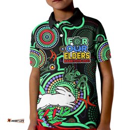 NAIDOCRabbitohs Rugby Kid Polo Shirt The Bunnies Indigenous Tribal