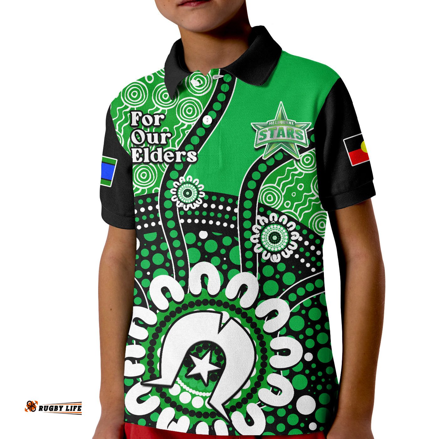 Custom Text And Number Melbourne Stars NAIDOCPolo Shirt KID Indigenous For Our Elders