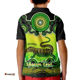 Personalised Australia Capricorn Goanna Zodiac Kid Polo Shirt Auz Astrology Aboriginal - Green
