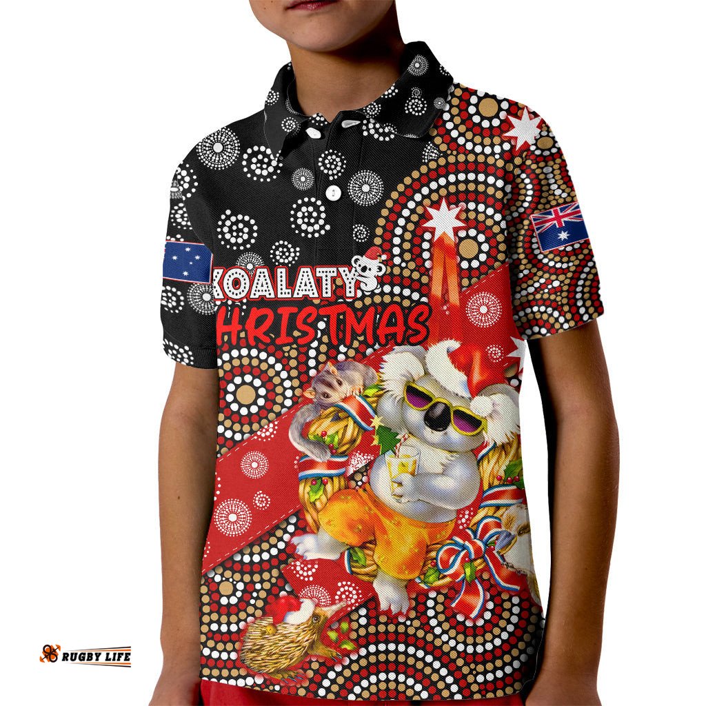 Koalaty Christmas Kid Polo Shirt Australia Koala Aboriginal