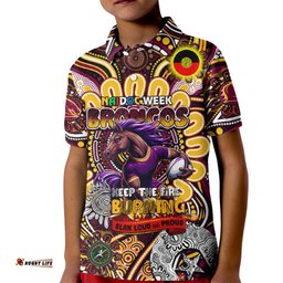 Custom NAIDOC Week 2024 Broncos Kid Polo Shirt Mascot Rugby