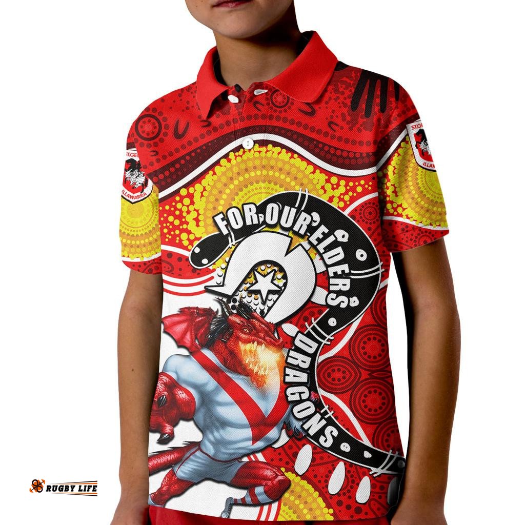 Dragons Mascot NRL Kid Polo Shirt NAIDOC