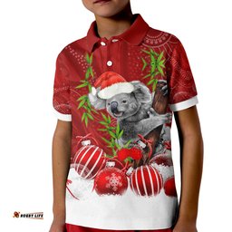 Custom Personalised Australia Koala Aboriginal Polo Shirt KID Merry Christmas