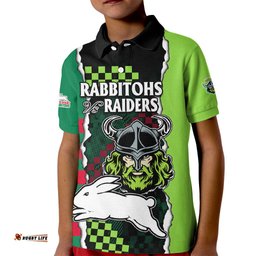 NRL Combine Rabbitohs and Raiders Kid Polo Shirt Sporty Style