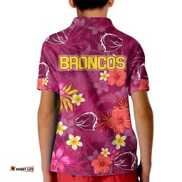 Broncos Rugby Kid Polo Shirt Beautiful Floral Pattern Spring Summer Vibe