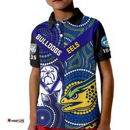 Bulldogs Mix Parramatta Eels Rugby Kid Polo Shirt Aboriginal Version