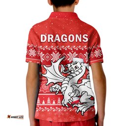 Dragons Rugby Polo Shirt KID Indigenous St George Illawarra Merry Christmas