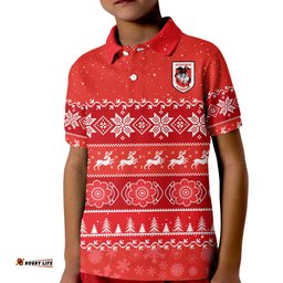 Dragons Rugby Polo Shirt KID Indigenous St George Illawarra Merry Christmas
