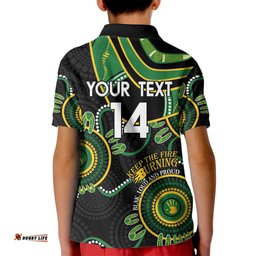 Custom Matildas NAIDOC Week Kid Polo Shirt Australia Kangaroo Keep The Fire Burning - Black