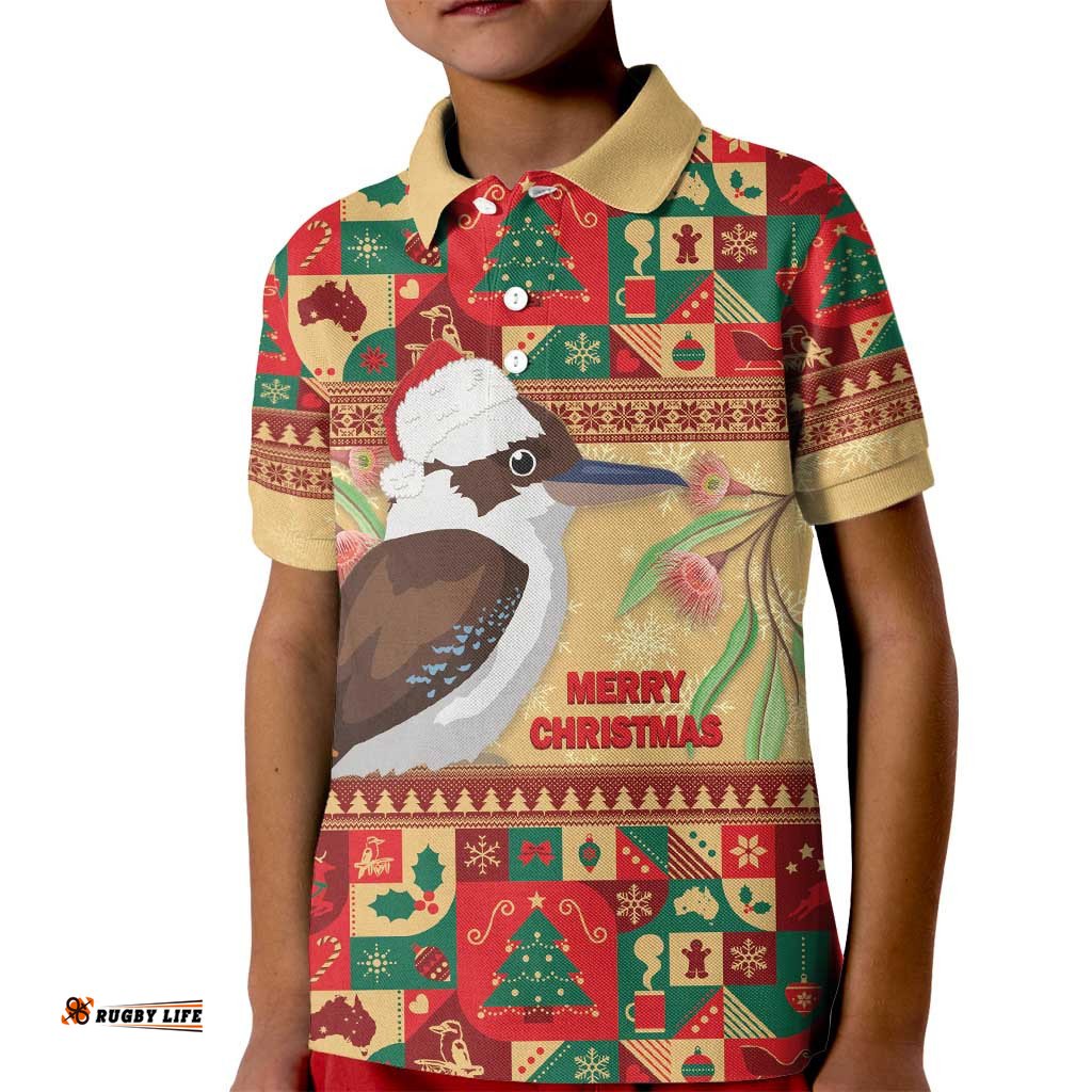 Australia Christmas Kid Polo Shirt Kookaburra Santa With Gumtree