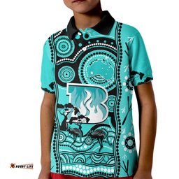 Brisbane Heat Cricket Kid Polo Shirt Happy Australia Day Aboriginal Art