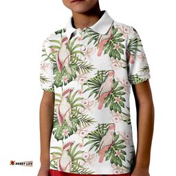 Australia Pink Cockatoo Kid Polo Shirt Aussie Orchids - Seamless Pattern