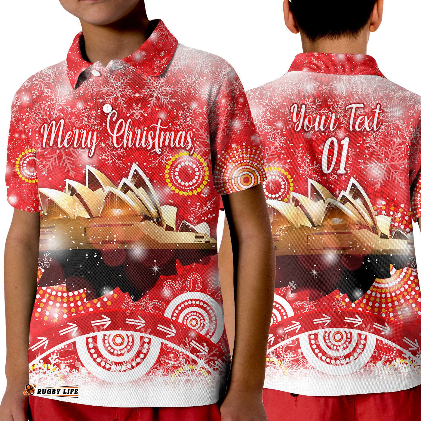 Custom Personalised Australia Sydney Opera House Christmas Polo Shirt KID Original Style - Red