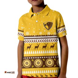 Custom Personalised Hawks Christmas Polo Shirt KID Indigenous Hawthorn Football