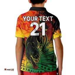 Custom Text And Number NRL ANZACPanthers Kid Polo Shirt Camouflage