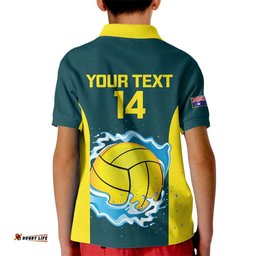 Custom Australia Water Polo 2024 Kid Polo Shirt Aussie Shark National Color Version