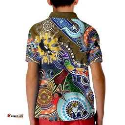 Custom NAIDOC Week 2024 Collingwood Magpies Kid Polo Shirt Australia Aboriginal Dot Painting