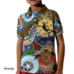 Custom NAIDOC Week 2024 Collingwood Magpies Kid Polo Shirt Australia Aboriginal Dot Painting