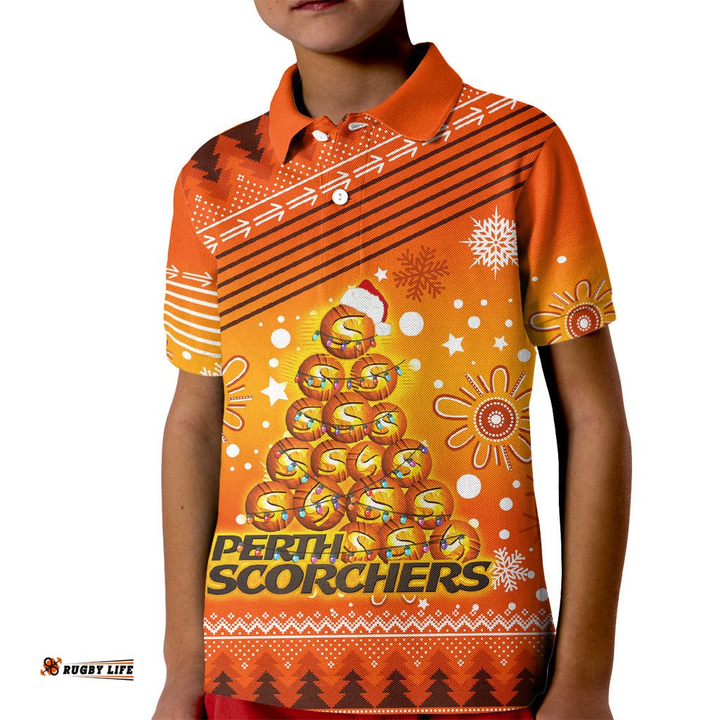 Custom Scorchers BBL Kid Polo Shirt Christmas Vibe-