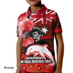 ANZAC Dolphins Rugby Kid Polo Shirt We Shall Remember