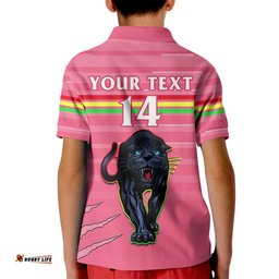 Custom Text And Number Penrith Panthers RugbyKid Polo Shirt The Riff Est 1966 Pink Sporty