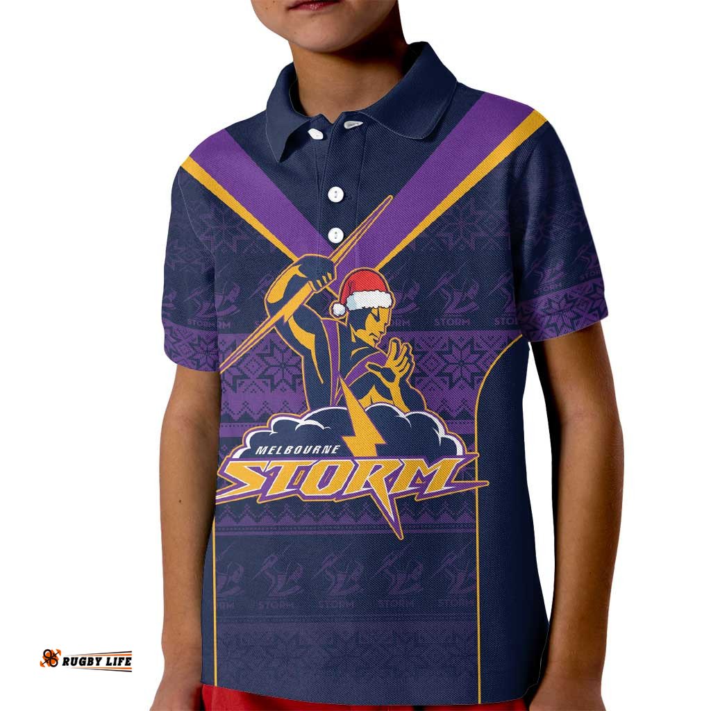 NRL Storm Christmas Custom Kid Polo Shirt Minimalism Style