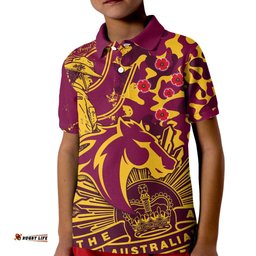 Custom Text And Number NRL ANZACBroncos Kid Polo Shirt Camouflage
