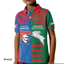 Custom Knights and Rabbitohs Rugby Kid Polo Shirt Sporty Style