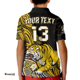 Custom Text and Number Richmond Football Polo Shirt KID Aboriginal Go The Tigers Premiers