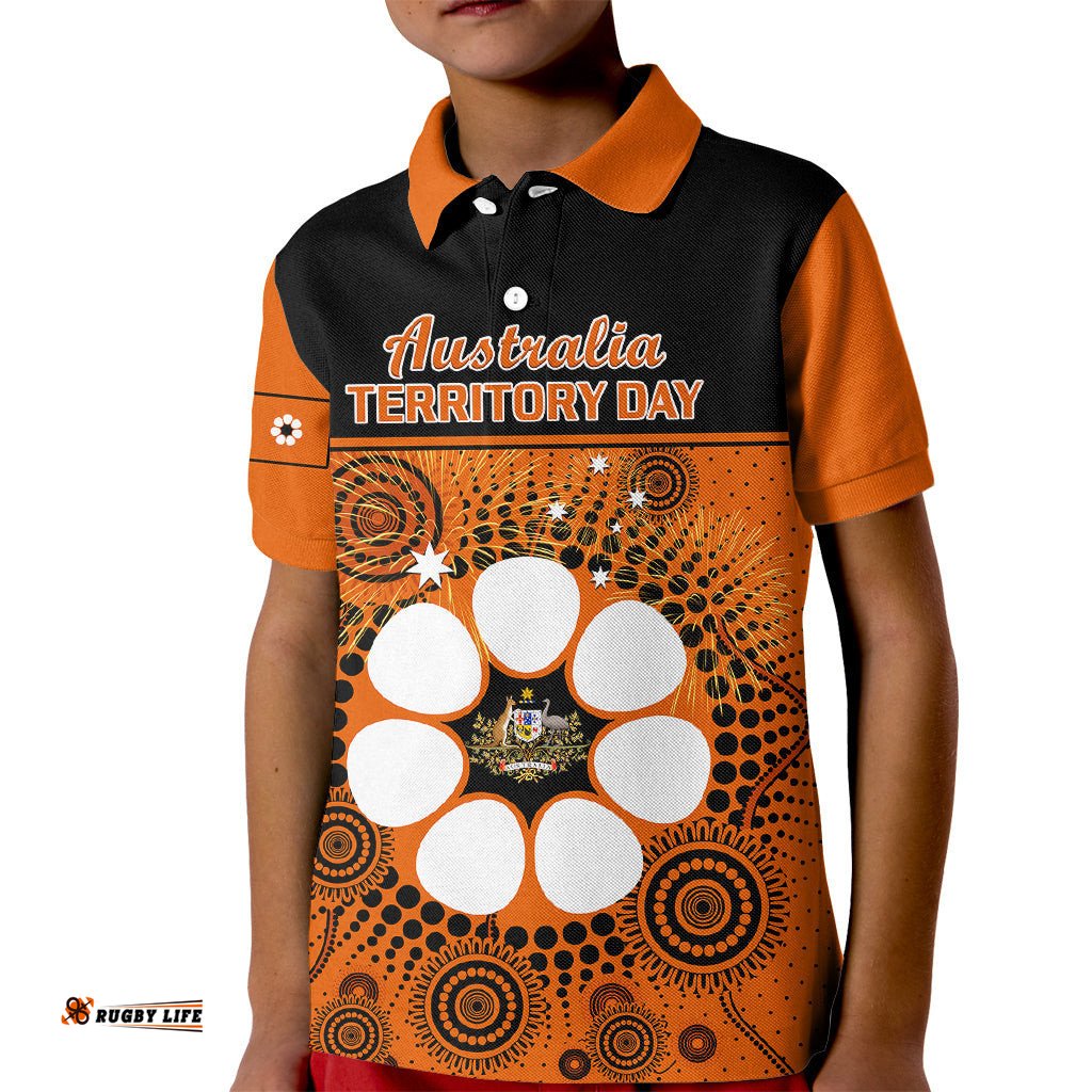 1 July Australia Territory Day Kid Polo Shirt Aboriginal Pattern