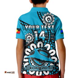Custom Text And Number Sharks Rugby NAIDOCPolo Shirt KID For Our Elders Aboriginal