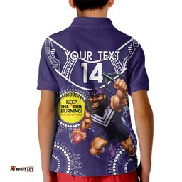 Custom AFL Dockers NAIDOC Week Kid Polo Shirt Keep The Fire Burning Indigenous Art