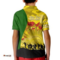 Australia Cricket ANZAC Day 2024 Kid Polo Shirt Australian Army Camouflage With Poppies