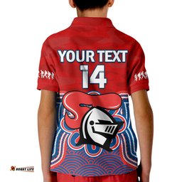 Custom Text And Number Knights ANZACPolo Shirt KID Camouflage Poppy Mix Aboriginal